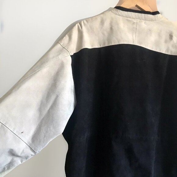 Tuskany Multi-toned Leather Suede Cardigan Jacket  Vneck Button Closure Size 3XL - Picture 3 of 10